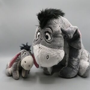 2 Disney Eeyore Plush Stuffed Animal Toy Removable Tail 10" & 5" Winnie the Pooh